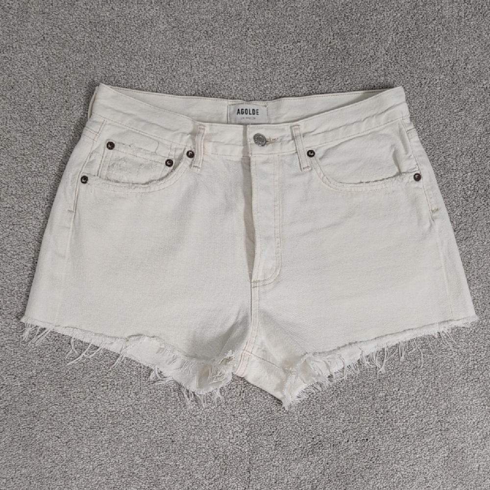 Agolde White Distressed Jean Shorts Casual Style